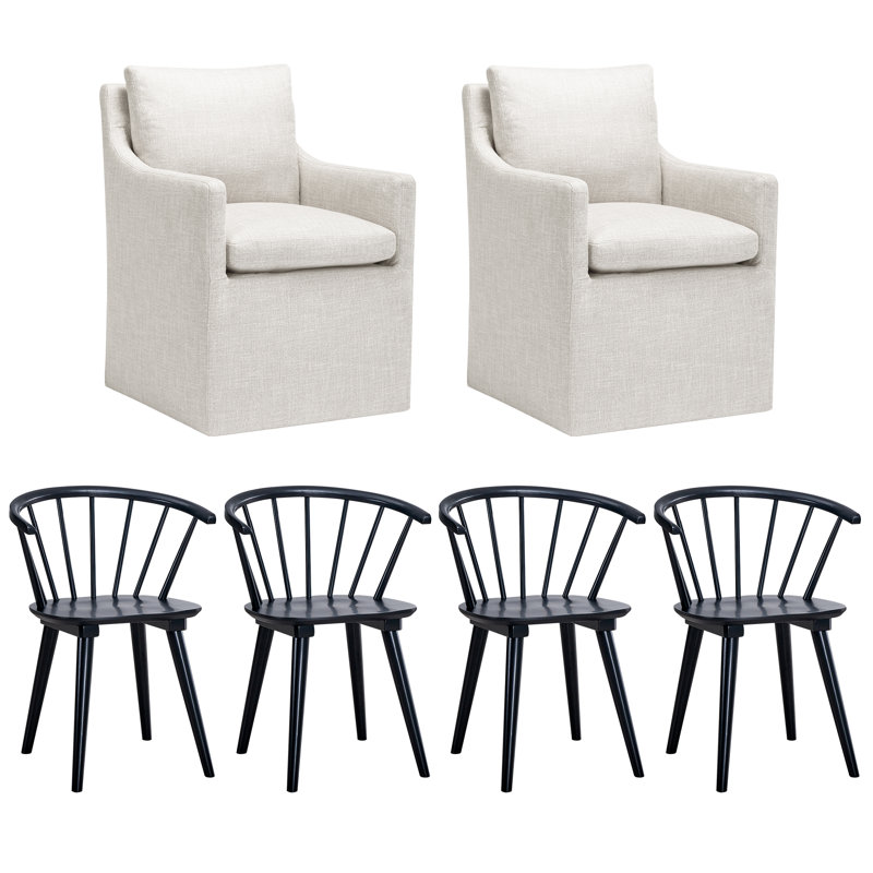 Mixed Style Solid Wood Upholstered Dining Seating Dining Chair Set