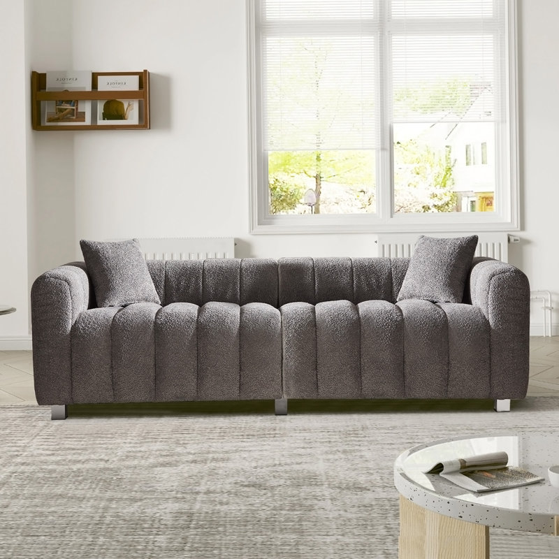 Causeuse 3 places 83,46 po, Velours rose, H 25,79 po x l 83,46 po x P 32,28 po