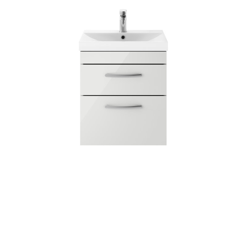 Athena 510mm Single Bathroom Vanity with Integrated Vitreous China Basin, Anthracite Woodgrain