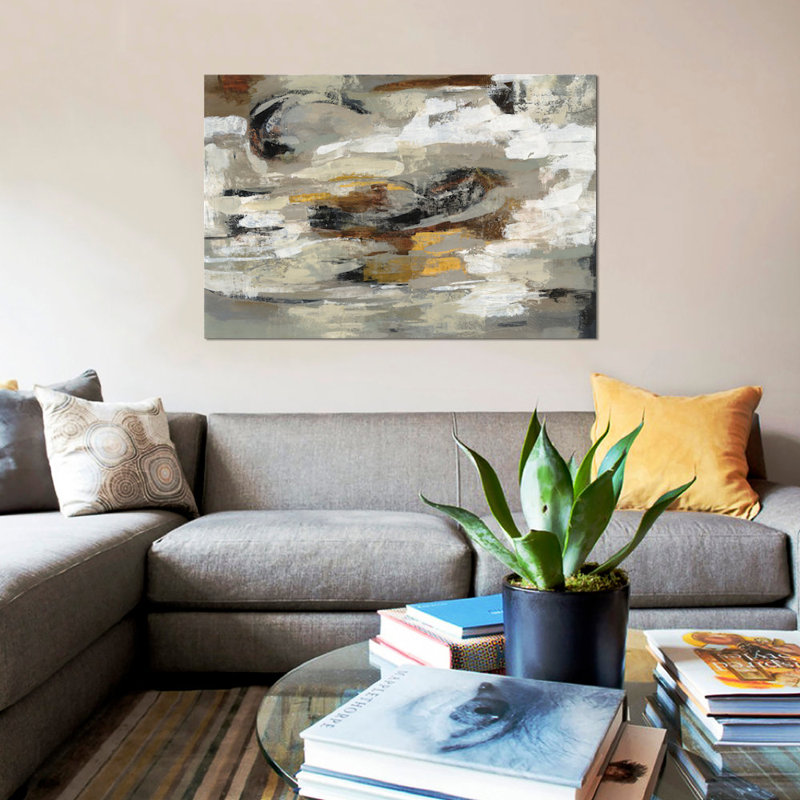 «Neutral & Gray Abstract» par Silvia Vassileva, reproduction sur toile tendue, H 18 po x l 26 po x P 1,5 po, Toile tendue