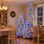 Ensemble de 3 sapins de Noël artificiels floqués et pré-illuminés – Sapins fins de 1,20 m, 1,80 m et 2,40 m avec 520 lumières DEL bicolores, 11 modes d'éclairage, 1455 extrémités de branches – Décoration de Noël floquée neigeuse peu encombrante pour les petits espaces, l'entrée et les réceptions de fin d'année
