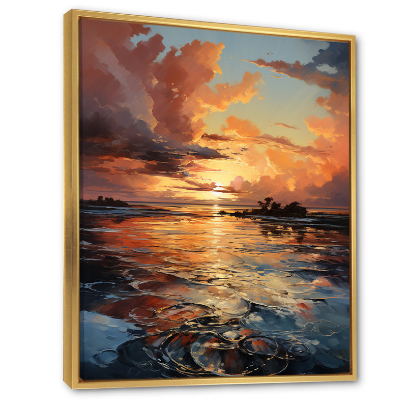 Beardstown Sunset Ocean Horizons I - impression, H 20 po x l 12 po x P 1 po, Cadre flottant doré