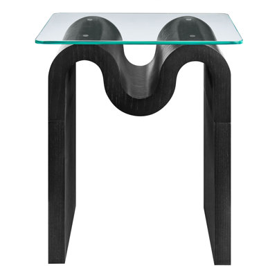 Ondine Glass Top Side Table In Spiced Apple