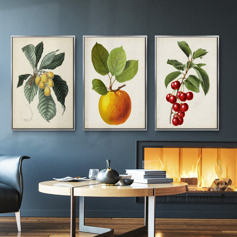Garden Gems I, ensemble de 3 pièces encadrées sur toile, H 27 po x l 54 po, Argent