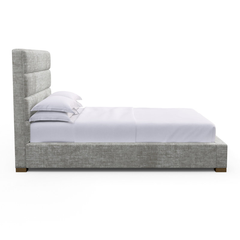 Boyd Upholstered Bed, Box Weave Linen Pumice, Full, Ebony