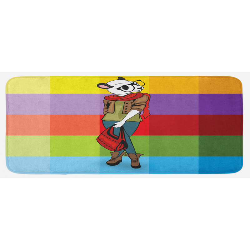 Striped Polyester Kitchen Mat
