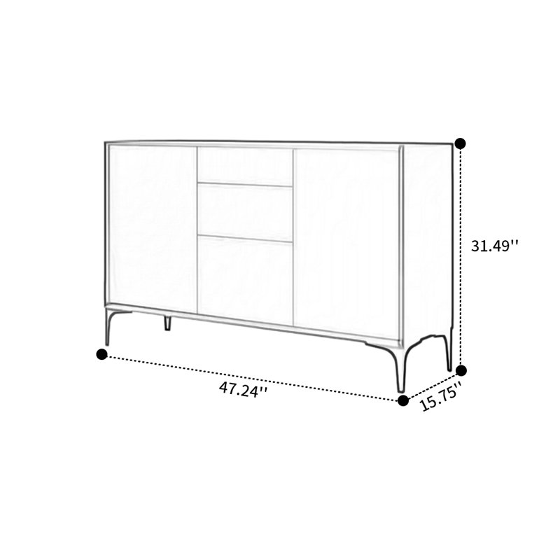 Nordic Minimalist Style Sideboard, Dark Gray, 31.49" H x 47.24" W x 15.75" D
