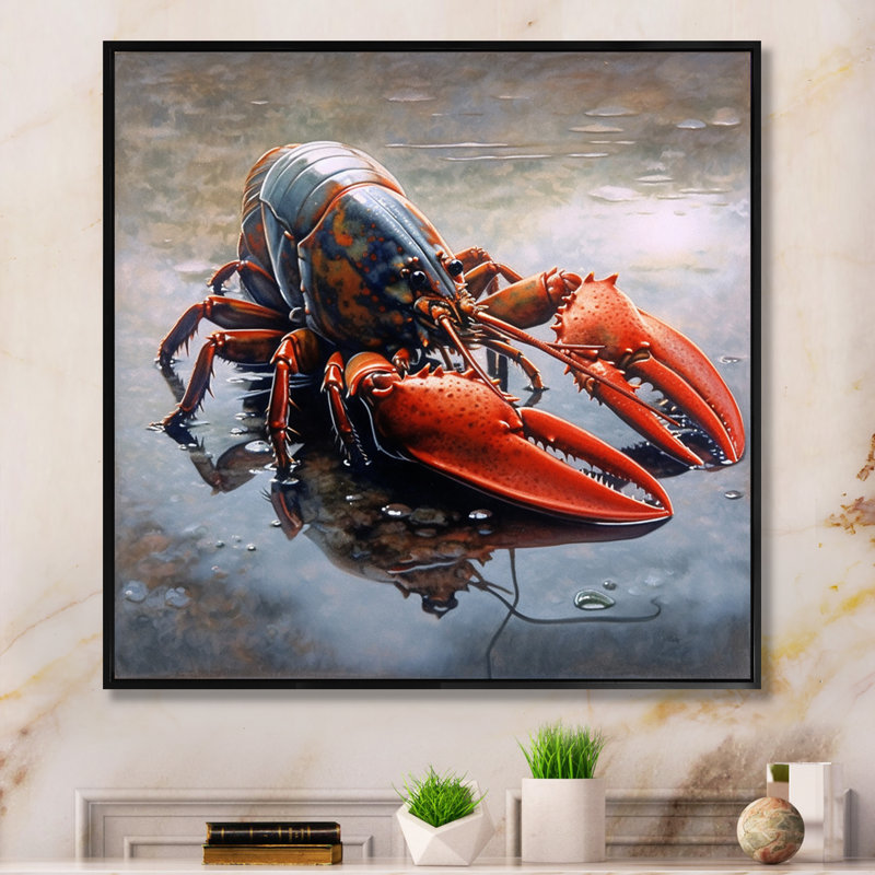 Homard délicatesse marine III, Cadre flottant noir, H 16 po x l 16 po x P 1 po