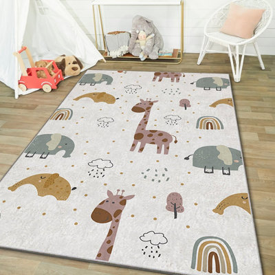 Tapis luxueux (4 pi x 6 pi), 100% polyester, 740 g / m² | Éponge stratifiée antidérapante pour le confort | Antibactérien, facile à nettoyer, lavable à la machine à 86 ° F | Parfait pour le salon et la chambre à coucher