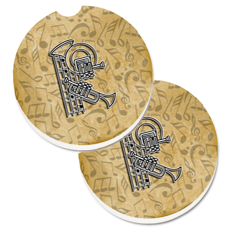 Ceramic Round 2 Piece Car Coaster Set, R