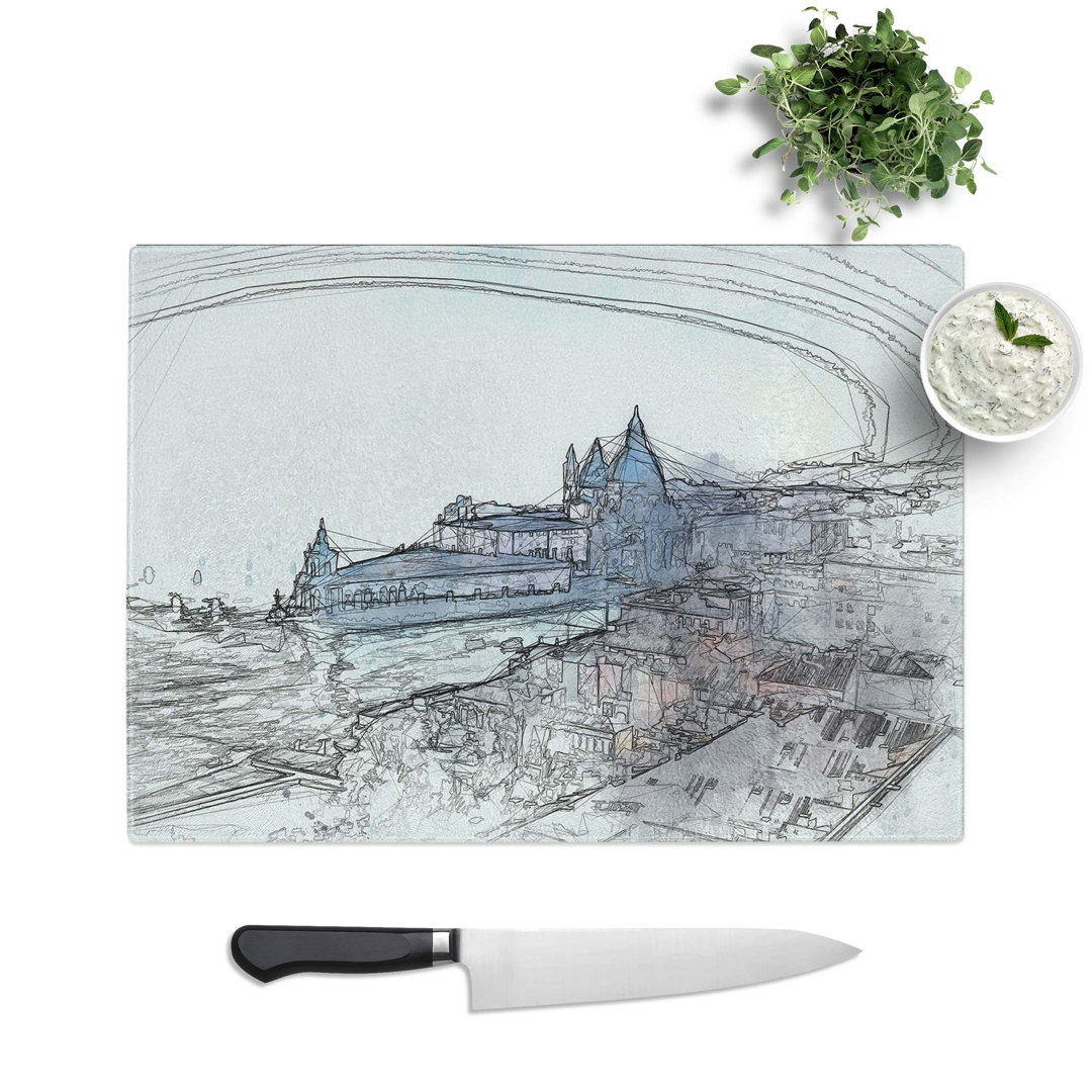 Tempered Glass Venice Italy Skyline in Abstract Chopping Board