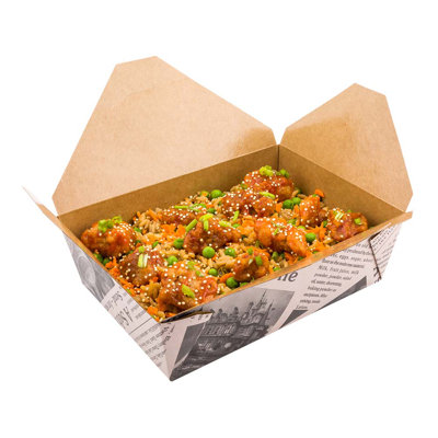 Restaurantware Paper Take Out Box 50 Count 8.5 x 6.2 x 2.6 Inches 71 oz Leakproof Kraft Food Container with Secure Lid, Grease-Resistant Rectangular Design for Large Capacity Food Storage