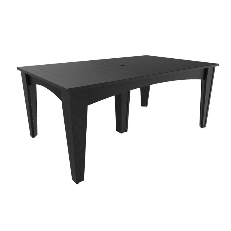 Gullane Rectangular Outdoor Dining Table With Umbrella Hole , 22'' in. W 44'' in. D, Black, Black