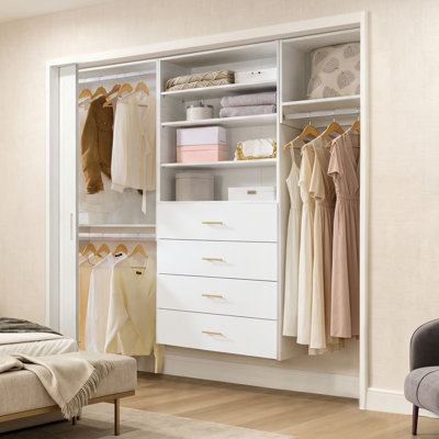 Système d'organisation 72 po x H 76,5 po avec 4 tiroirs et 3 tablettes réglables