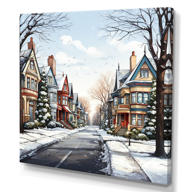 Village d'hiver pendant Noël IV - fruits, art mural, Toile tendue, H 36 po x l 36 po x P 1,5 po