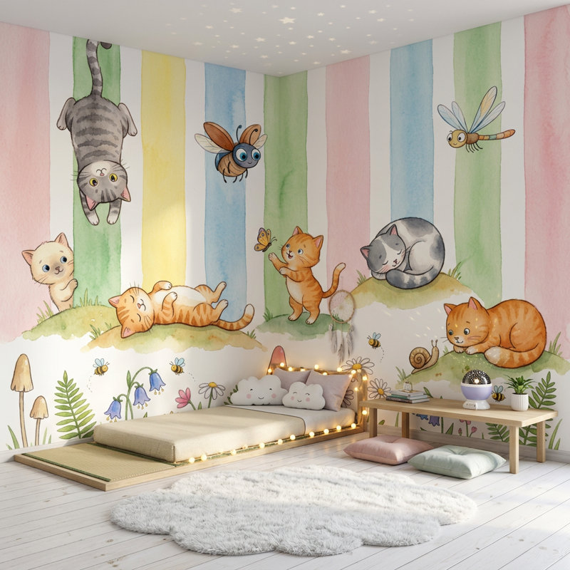 Papier peint botanique Meadow Flowers, 160 po x 108 po, Peler et coller