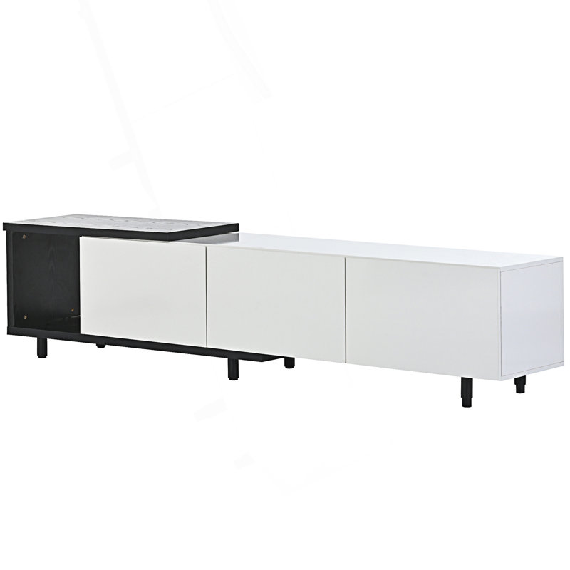 Meuble télé moderne et extensible, meuble télé, console télé, Blanc