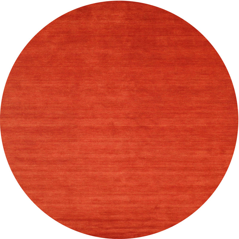 Tapis contemporain rouge, Rond 8 pi
