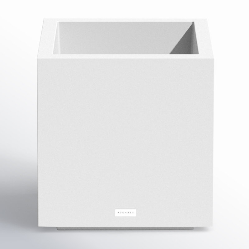 Block Series Cube Planter, 22.25" H x 21" W x 21" D, White