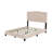 Queen Upholstered Platform Bed with Tufted Velvet Headboard and Decorative Rivets, Modern Elegant Bed Frame,Beige-60350533-60350528