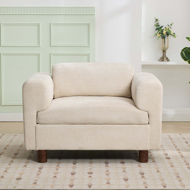 Fauteuil d'appoint moderne et confortable avec canapé simple pour salon, bureau, tissu, Beige