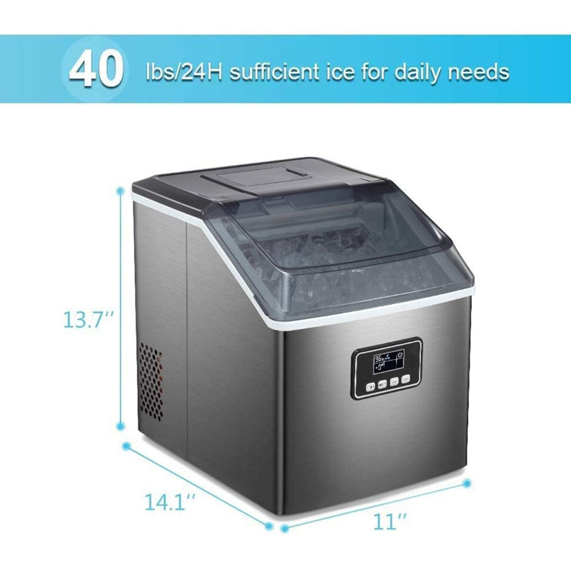 40 lb lb. Machine à glaçons autoportante, 24 cubes par 10 à 15 minutes, Noir