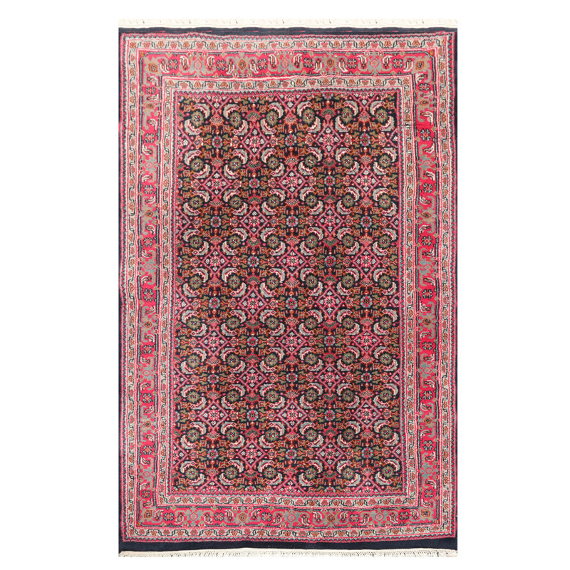 Tapis de zone en laine 3 pi 1 po x 6 pi à main one-of-kind-noué la herati