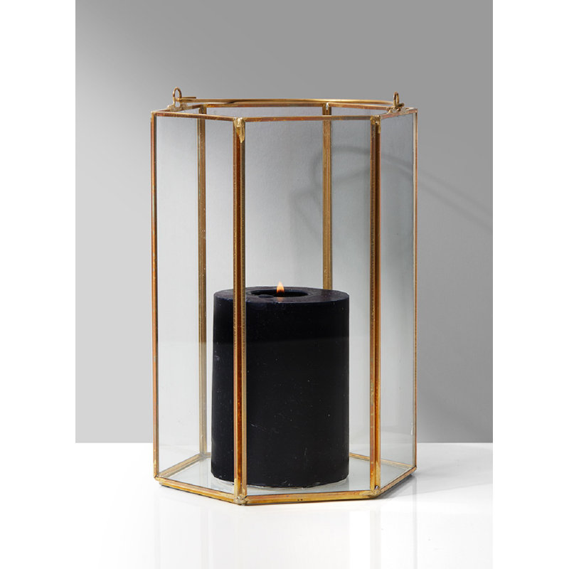 Lanterne hexagonale en verre