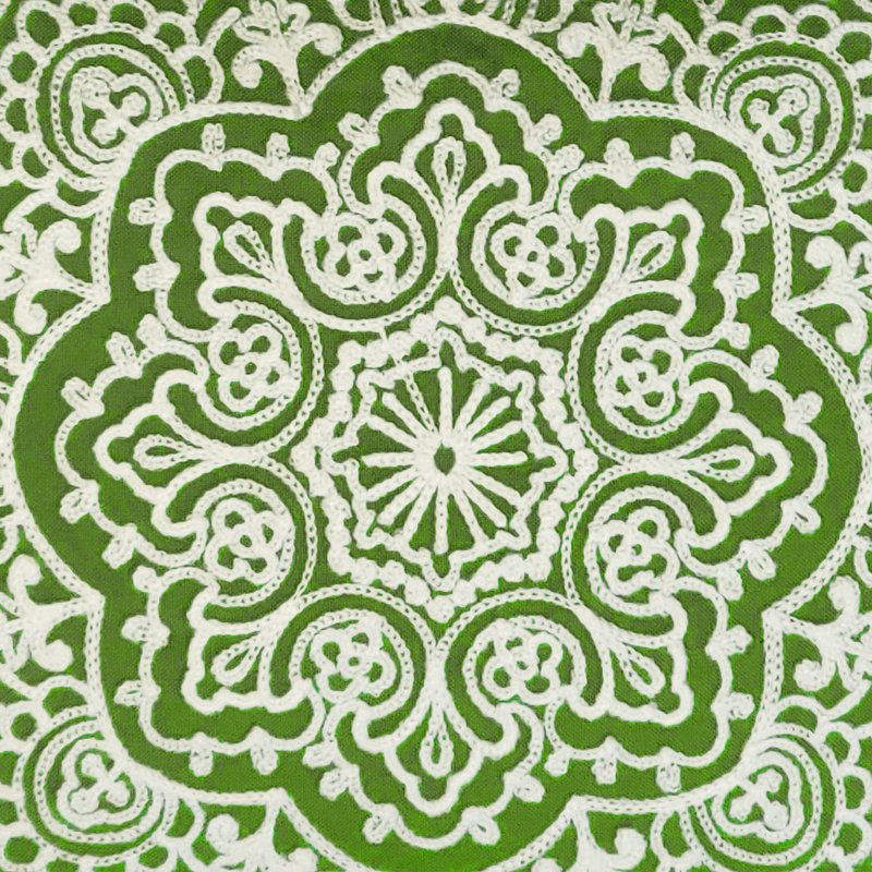 Embroidered Outdoor Reversible Throw Pillow, Green