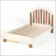 Lit plateforme simple en bois massif avec tiroir de rangement, tête de lit arrondie, sans sommier, beige et naturel profond