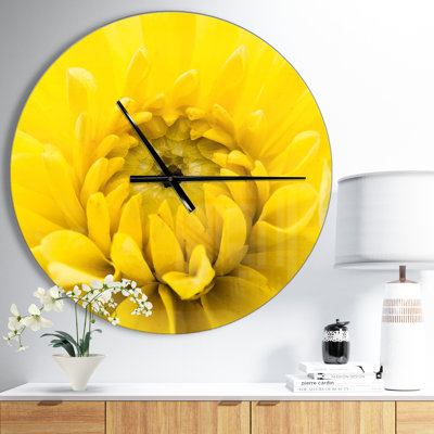 Yellow Chrysanthemum Gold Flower - Modern wall clock