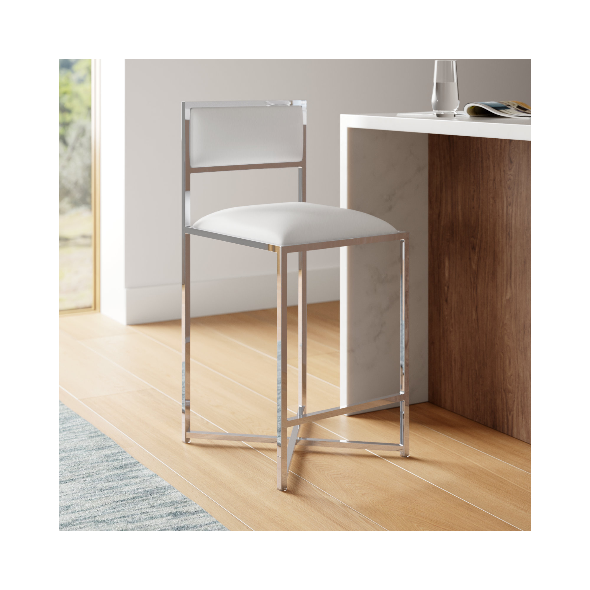 Malen Counter & Bar Stool, Counter Stool (26” Seat Height), White