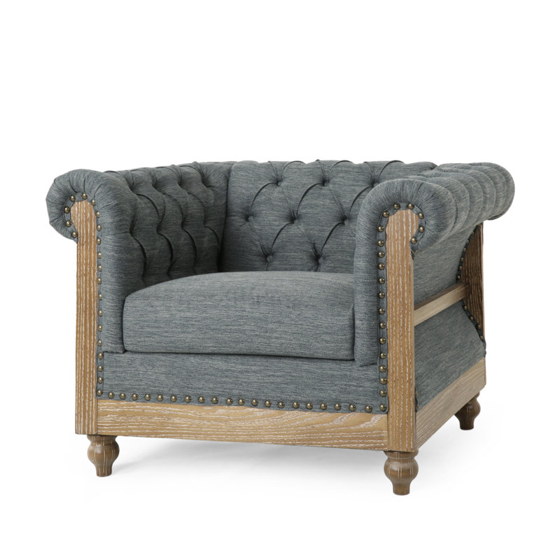 Anduin 39'' Wide Tufted Chesterfield Chair, Charcoal