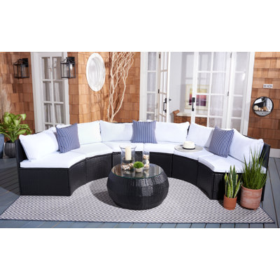 Cabble Wicker 6 - Person Patio Conversation Set with Cushions