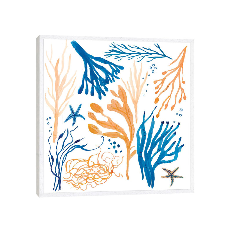 Seaweed Coastal by Michelle Campbell - Print on Canvas, White Framed, 93.98 cm H x 93.98 cm W