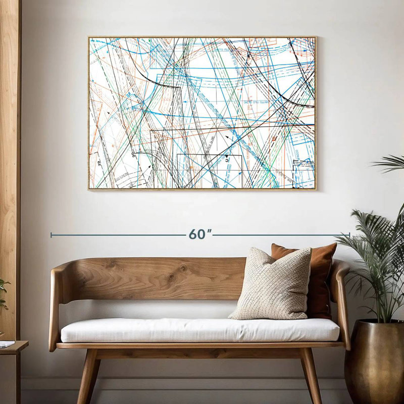 Motif de couture, Cadre flottant en bois naturel, 46 po x 31 po