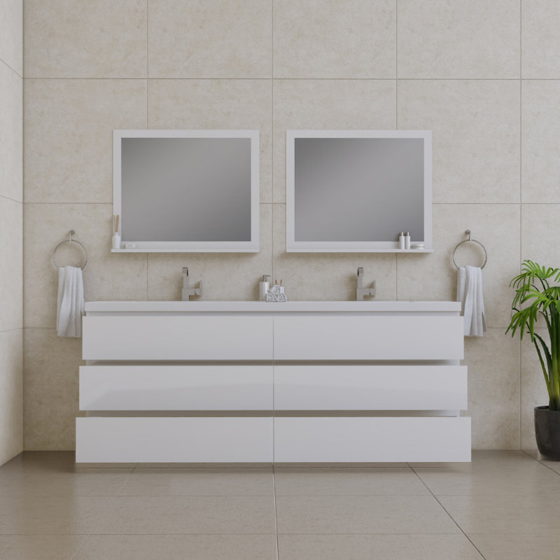 Ensemble de meuble-lavabo double 84 po Arjina, Blanc