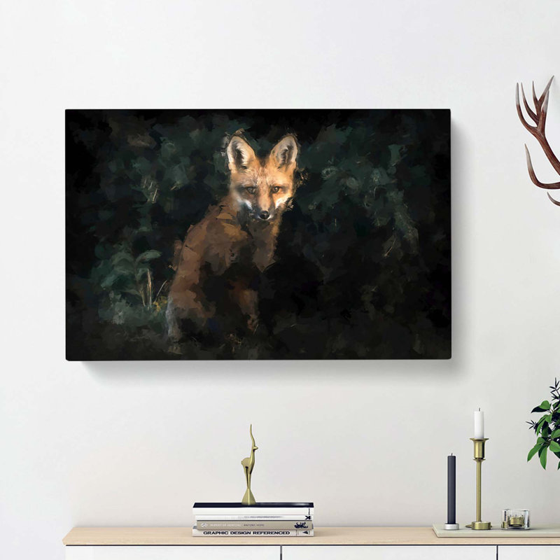 Portrait Of A Fox In Abstract - Wrapped Canvas Painting, 40cm H x 60cm W x 3cm D
