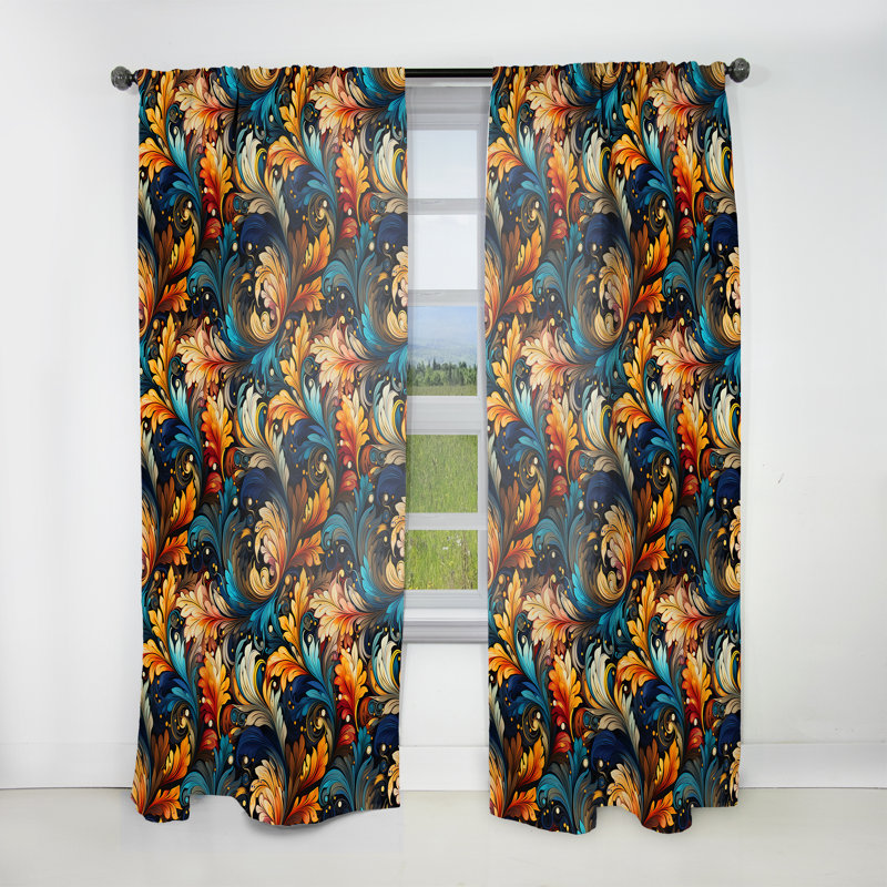 Motif de motif cachemire artistique III - Rideau floral - Velours obscurcissant - 1 panneau, L 52 po x L 120 po