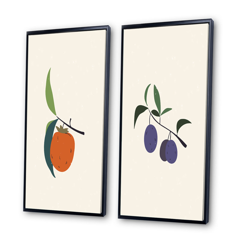 Vintage Autumn Harvest Fruits II - ensemble de 2 impressions, H 32 po x l 32 po x P 1 po, Toile avec cadre noir