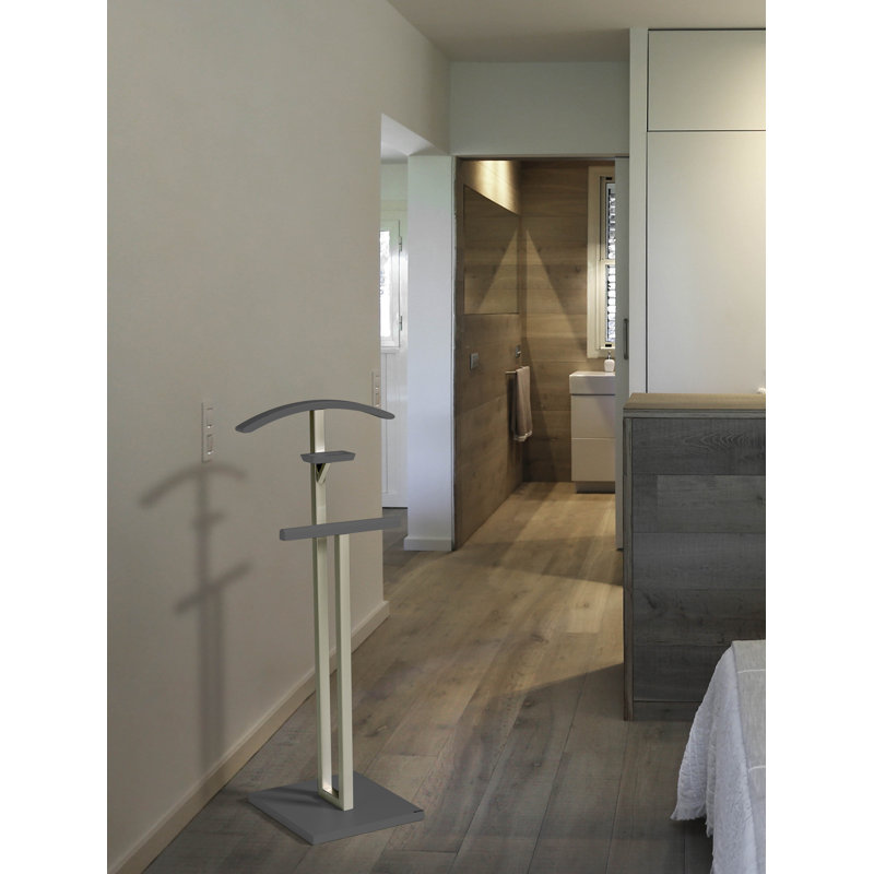 Solid Wood Freestanding Valet Stand, Grey
