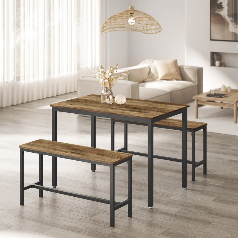 Tuleah 4 - Person Four Leg Dining Set, Brown/Black