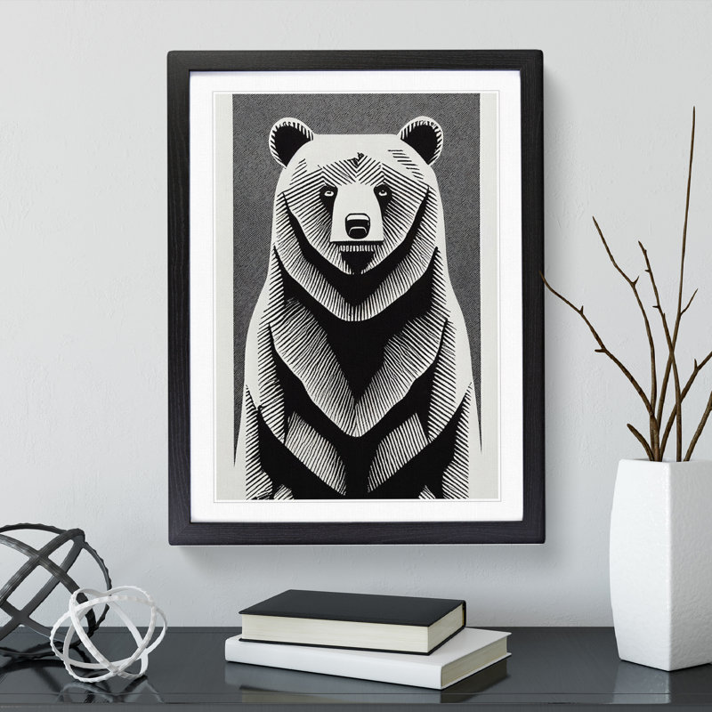 Contemporary Bear No.4 Abstract - Framed Print, Black, 34cm H x 25cm W