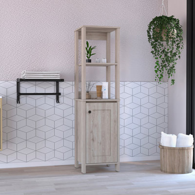 Armoire à linge St. Clair, deux tablettes intérieures, deux tablettes ouvertes, une porte