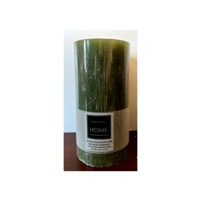 Bougie pilier rustique coulée à la main, Pilier 3 po x 9 po, Vert