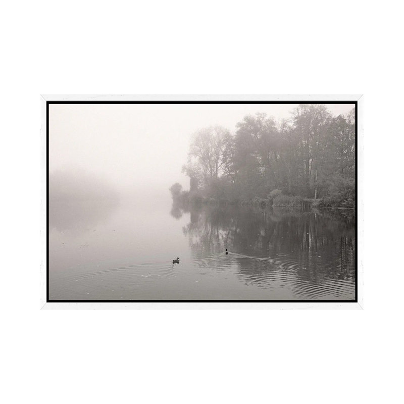 River In Mist by Lena Weisbek - Floater Frame Print on Canvas, White Framed