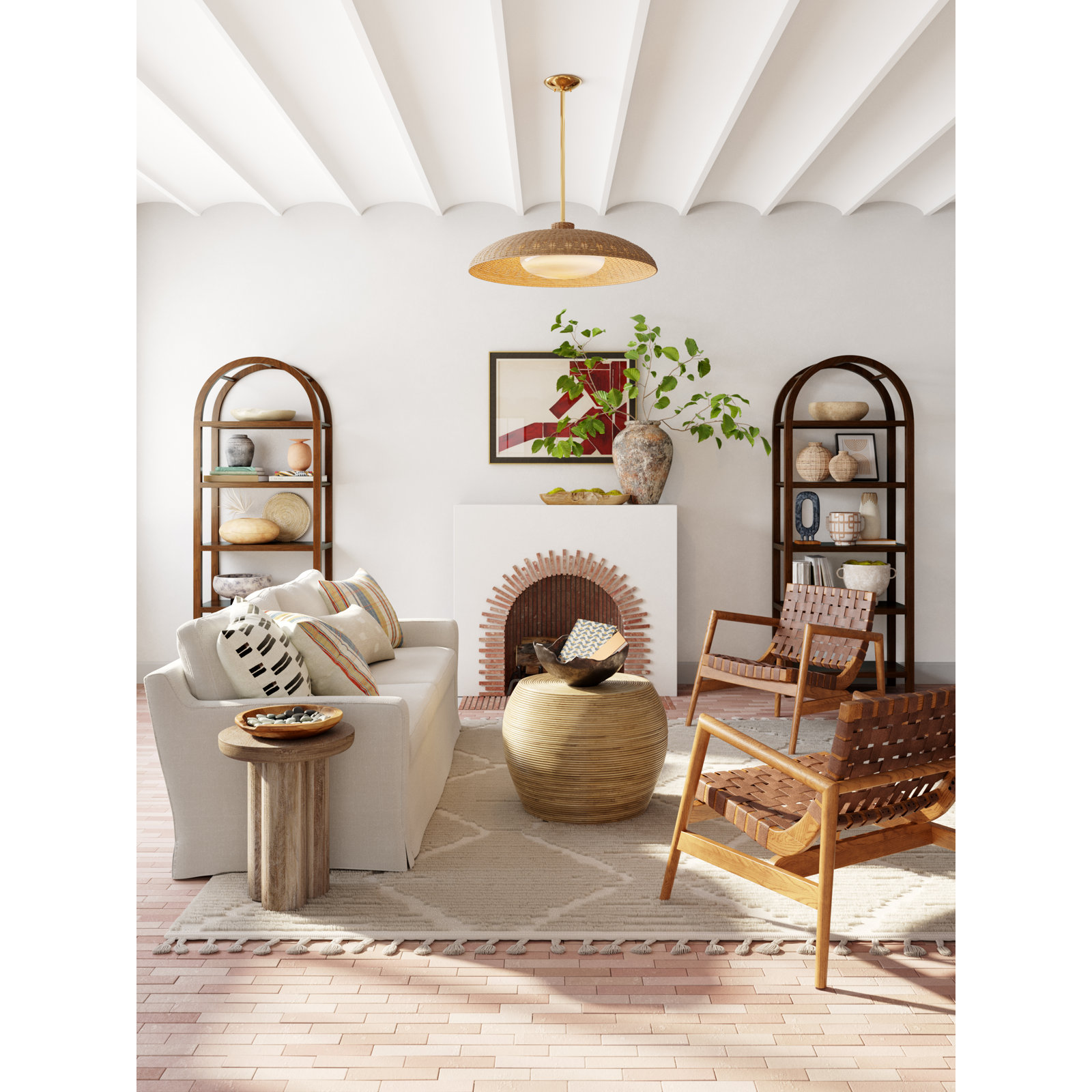 Capella Single Light Rattan Steel Pendant