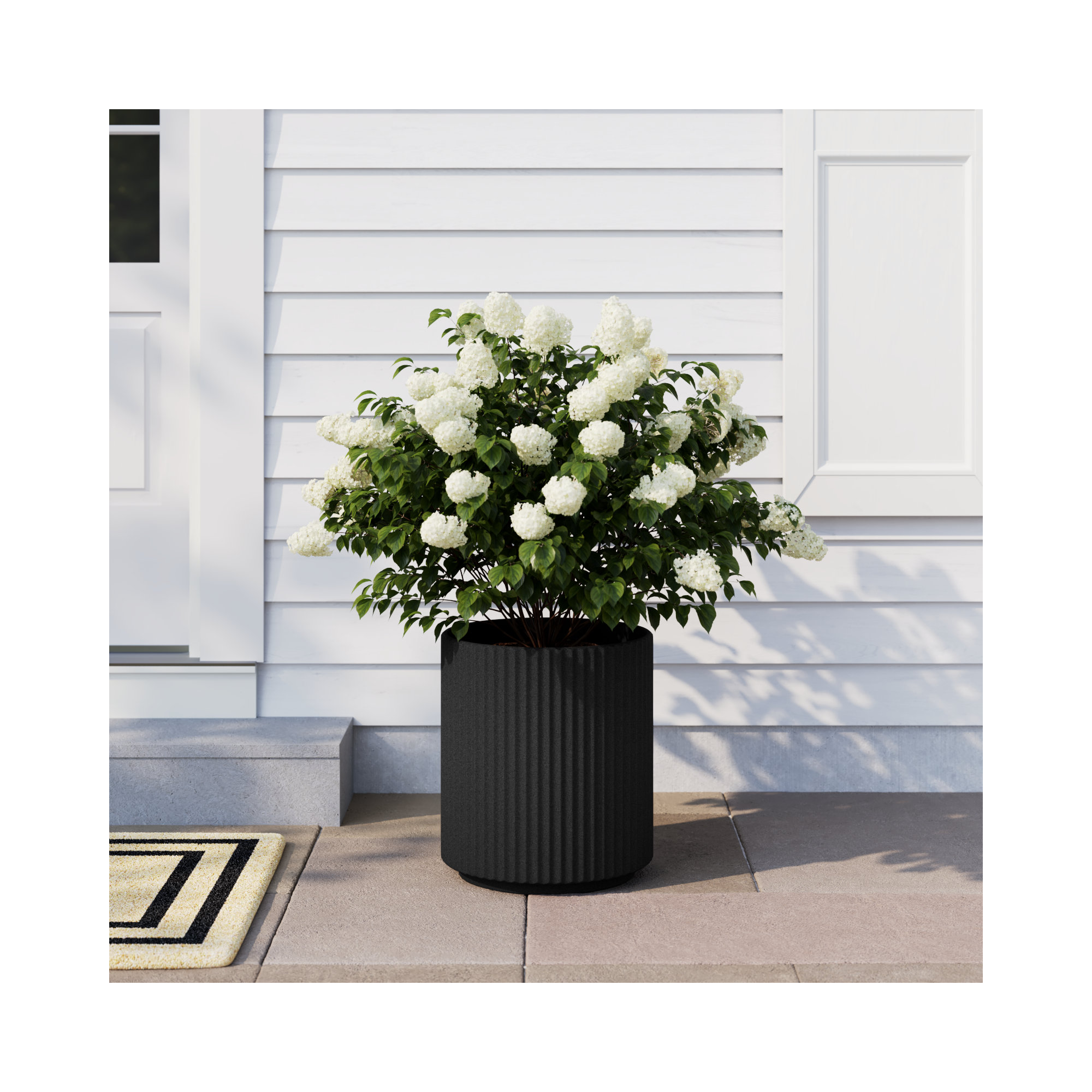 Demi Series Round Planter, 1, 16" H x 14.75" W x 14.75" D, Black