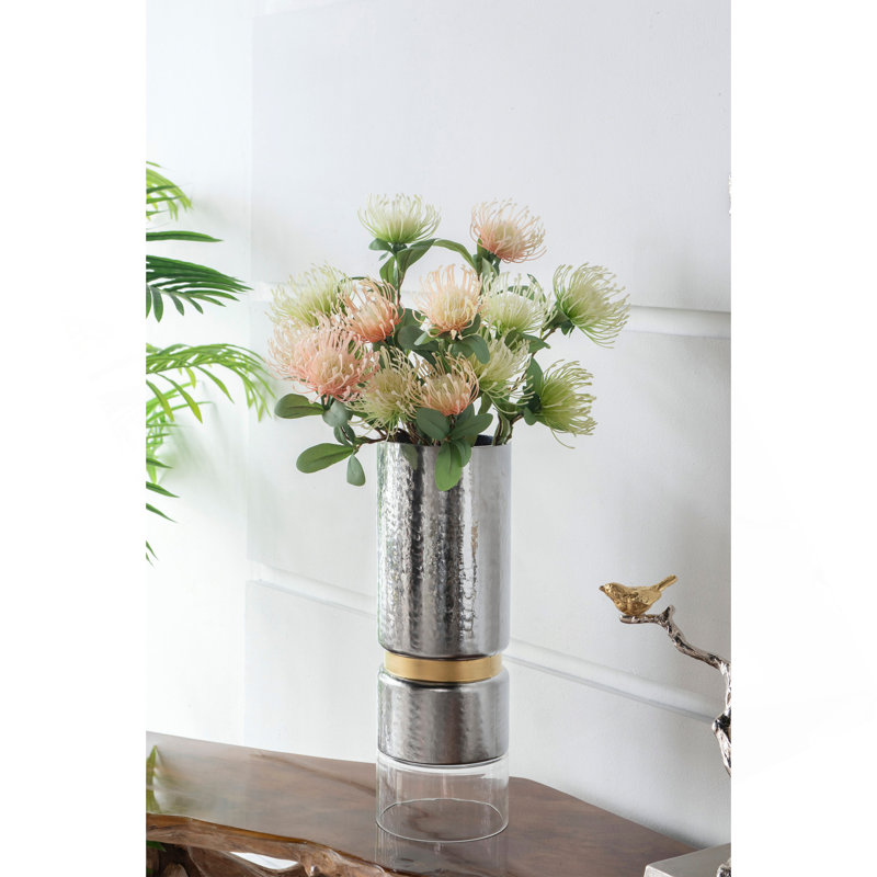 D5.9X17.1" Halloway Silver Candle Holder, 17.1" H x 5.9" W x 5.9" D