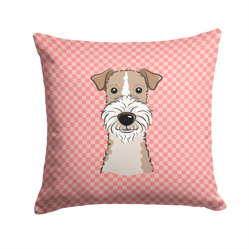 Coussin décoratif intérieur/extérieur terrier fox, H 14 po x l 14 po x P 4 po, Rose